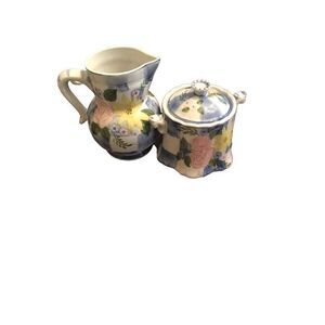 Andrea by Sadek Creamer and Sugar Bowl Multi-Color Beautiful Pottery‎